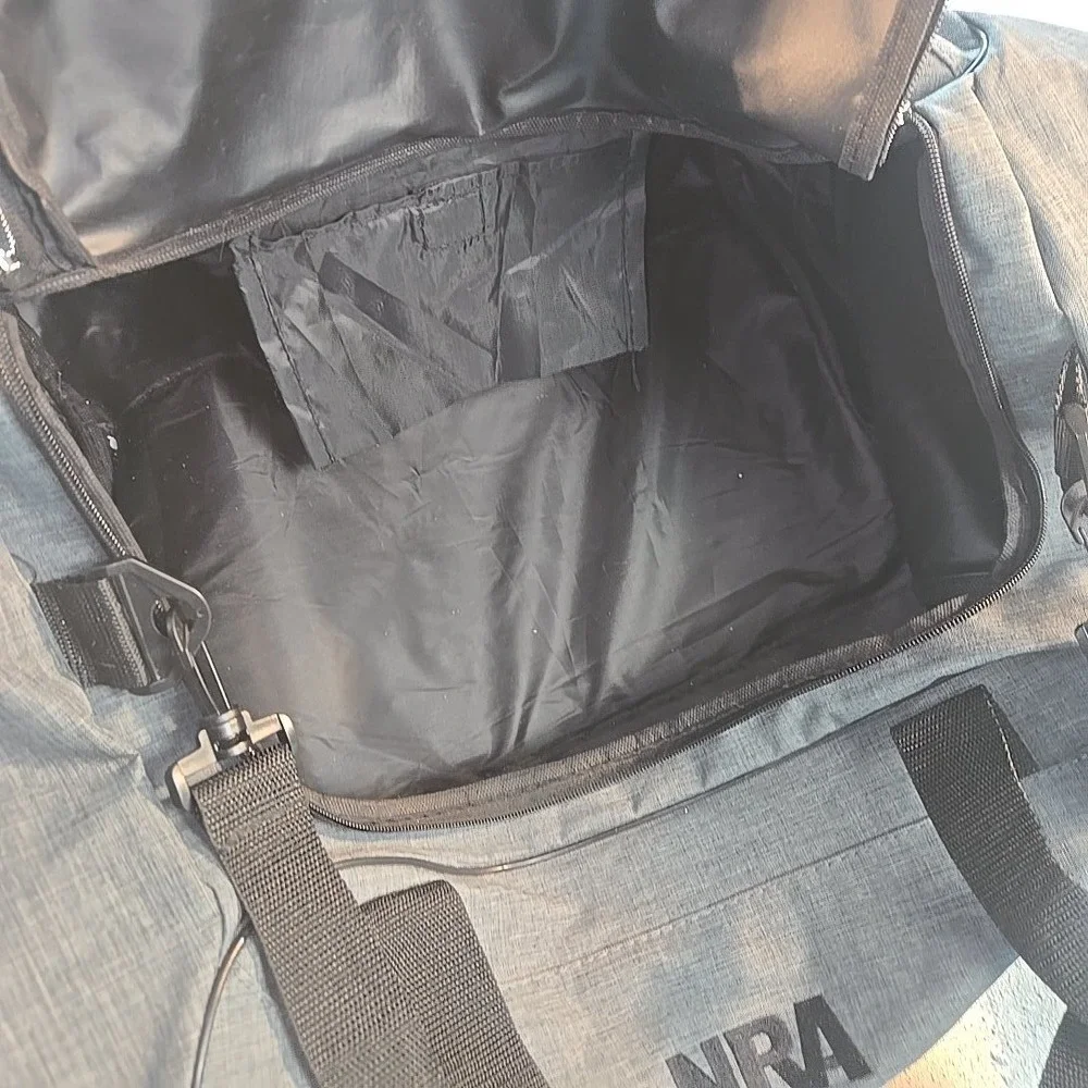 NRA Duffel Gym Bag National Rifle Association‎ Grey Heather Canvas Mesh Carry-On